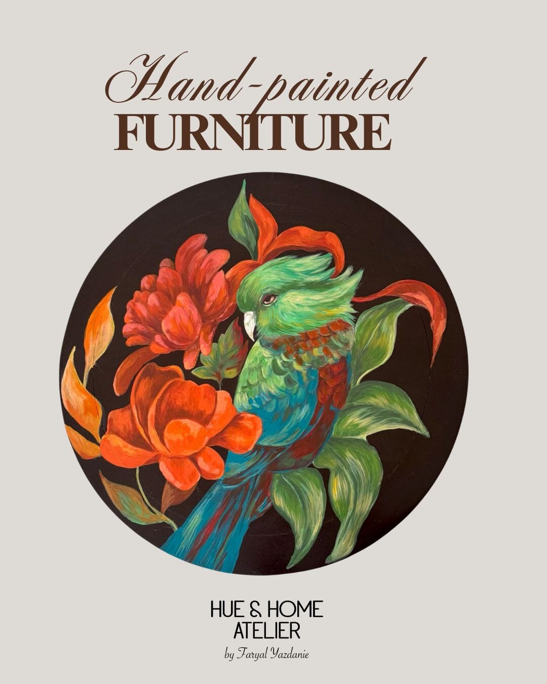 The Silent Listener – Hand-Painted Rosewood Coffee Table Table Hue&Home Atelier 