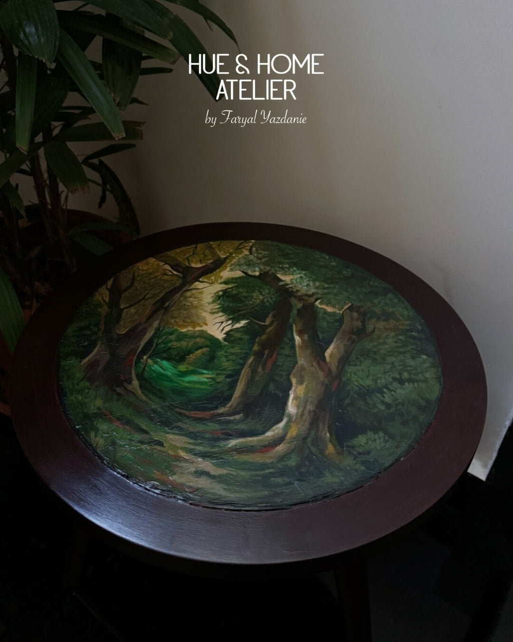Forest Muse – Hand-Painted Rosewood Coffee Table Table Hue&Home Atelier 