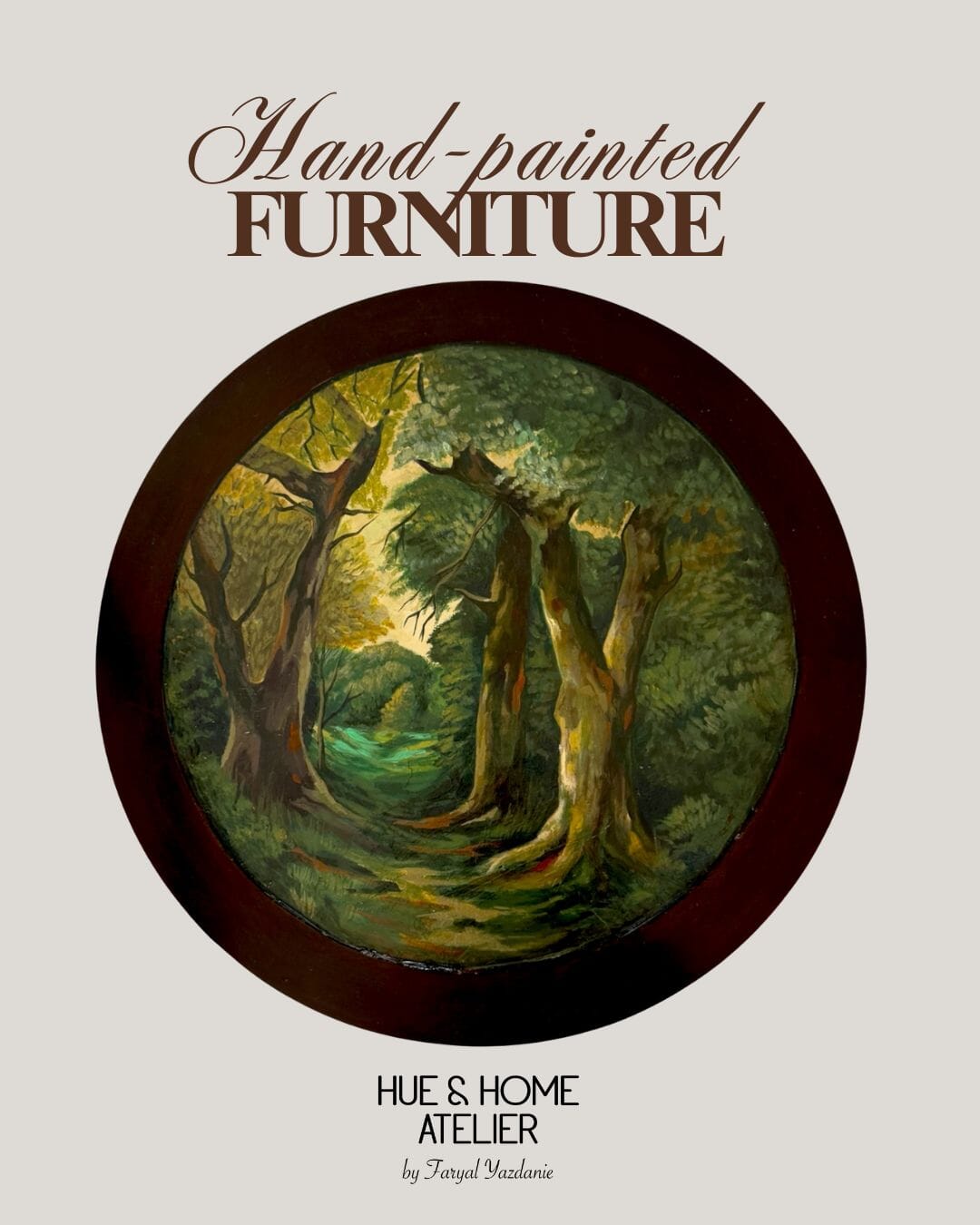 Forest Muse – Hand-Painted Rosewood Coffee Table Table Hue&Home Atelier 