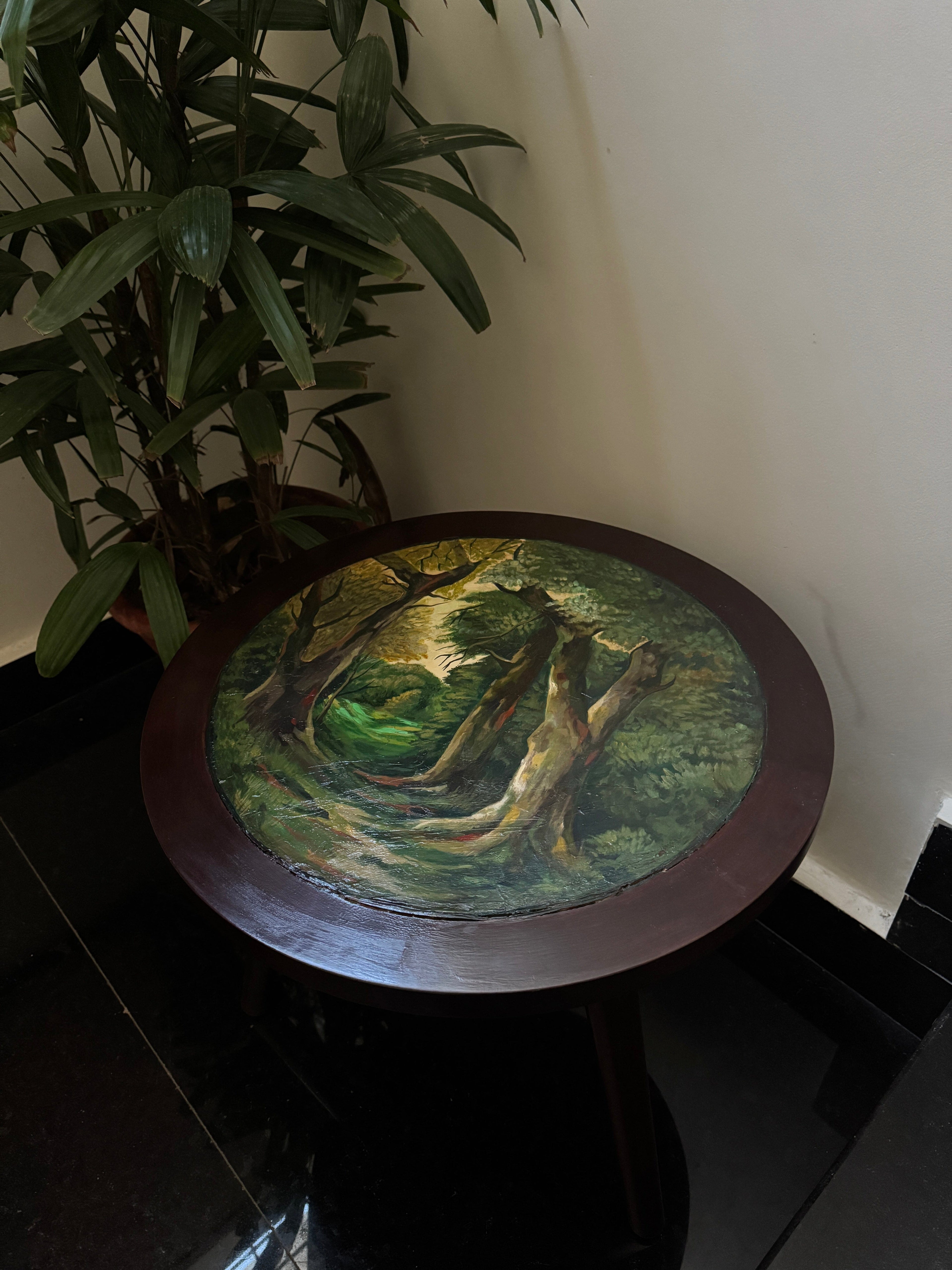 Forest Muse – Hand-Painted Rosewood Coffee Table Table Hue&Home Atelier 
