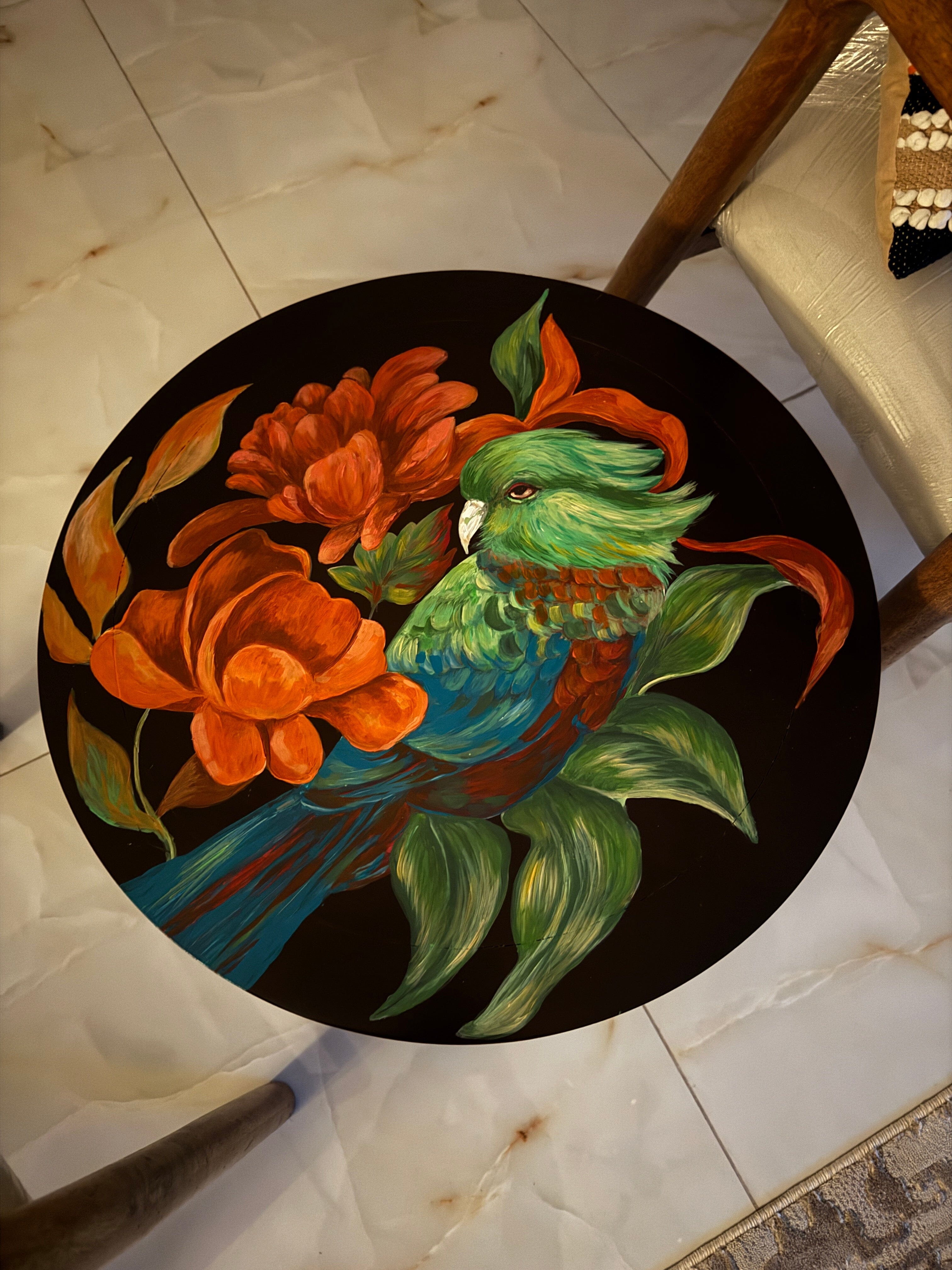 The Silent Listener – Hand-Painted Rosewood Coffee Table Table Hue&Home Atelier 