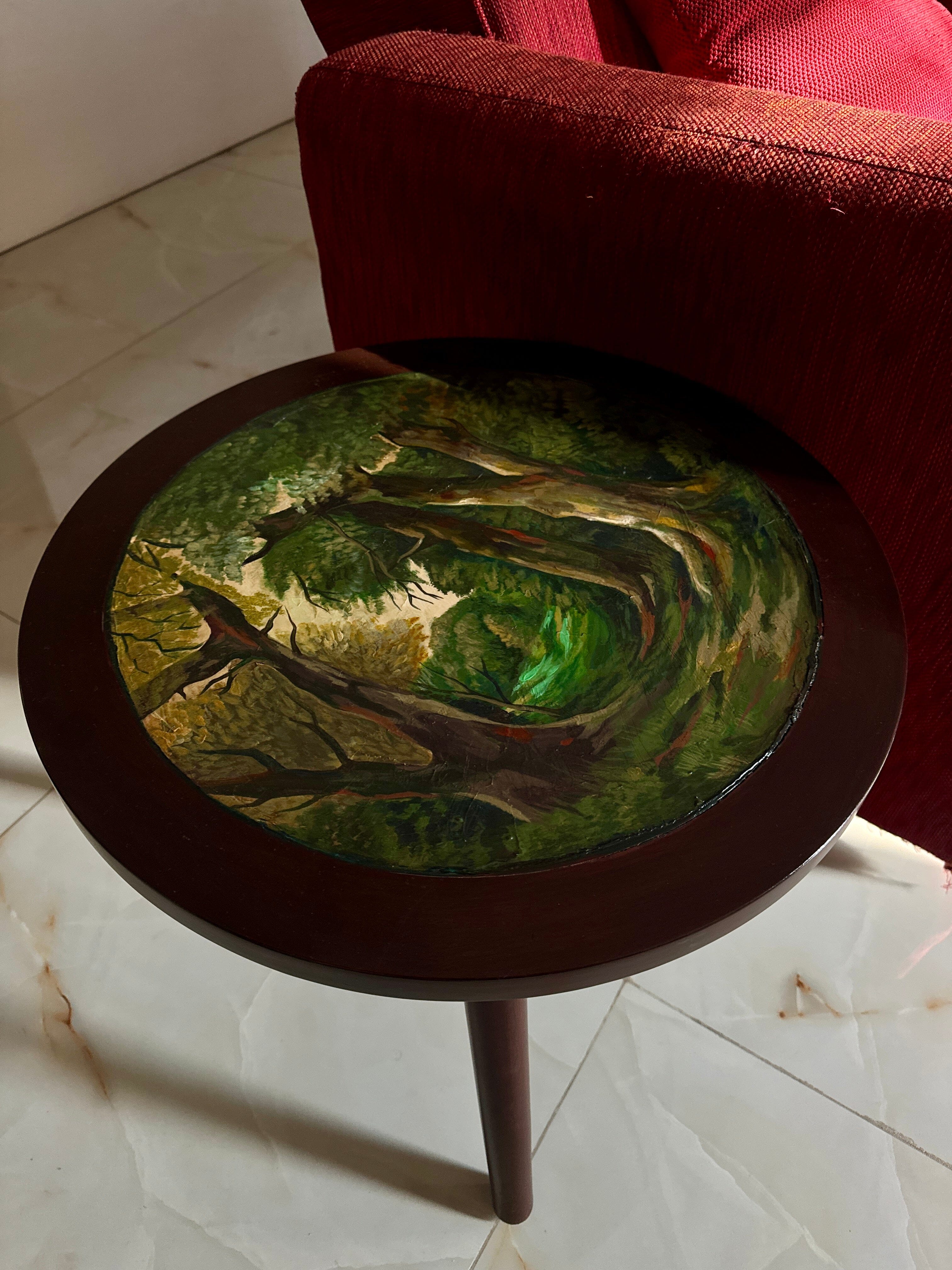Forest Muse – Hand-Painted Rosewood Coffee Table Table Hue&Home Atelier 