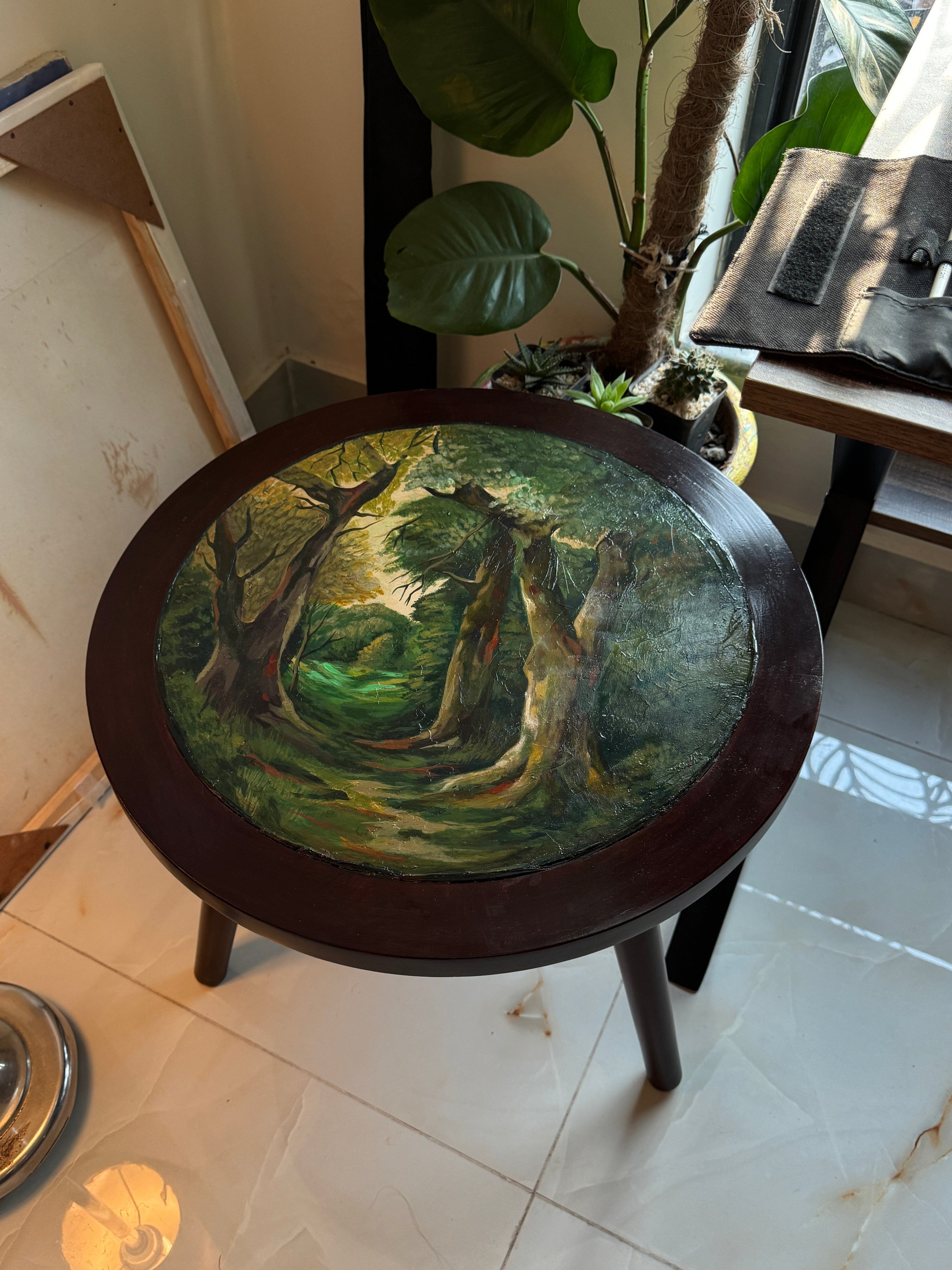 Forest Muse – Hand-Painted Rosewood Coffee Table Table Hue&Home Atelier 